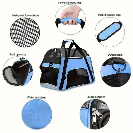 Portable Travel Bags With Breathable Mesh For Cats And Small Dogs